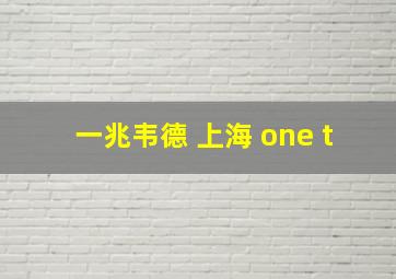 一兆韦德 上海 one t